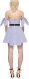 Stripe Shirting Tie Detail Mini Dress - DESIGNER INSPIRED FASHIONS