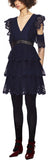 Tiered Pleated Embroidery Mini Dress