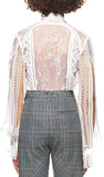 Trim Panelled Draped Sleeve Top, White
