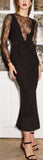 Bow and Lace Detail Evening Dress - Black or Sea Foam Green