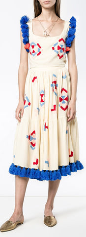 Tassel-Trim Top and Skirt Set