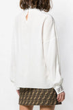 Funnel-Neck Logo Blouse, White