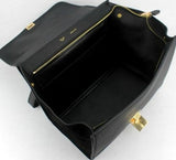 Black Crocodile Embossed Leather Small Trapeze Bag - DESIGNER INSPIRED FASHIONS