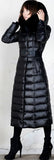 Long Down Fill Coat with Removable Fox Fur Collar - Black or Grey