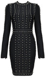 Black Studded Stretch Mini Dress