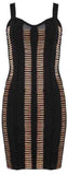 Black Metal-Bead-Embellished Bodycon Mini Dress