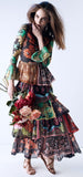 Colorful Patchwork-Print Long Ruffle Tiered Dress - DESIGNER INSPIRED FASHIONS