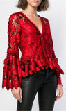 'Vinton' V-Neck Floral Lace Long-Sleeve Top