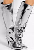 Mirrored-Leather Knee Boots - DESIGNER INSPIRED FASHIONS