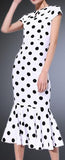 Polka Dot Fluted-Hem Midi Dress - DESIGNER INSPIRED FASHIONS