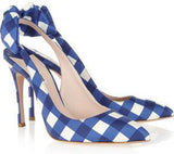 Gingham Slingback Sandals - (Orange, Blue, Red, Green) - DESIGNER INSPIRED FASHIONS