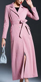 Full-Length Tie-Waist Coat in Pink - DESIGNER INSPIRED FASHIONS