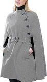 Houndstooth Wool-Blend Cape-Coat