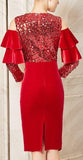 Cold-Shoulder Asymmetrical Sequined Velvet Evening Dress