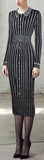 Embellished Paneled Knit Dress