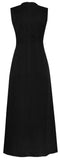 Belt-Attached Long Dress - Red or Black