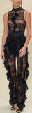 Lace Ruffle Jumpsuit, Black - DESIGNER INSPIRED FASHIONS