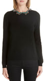 Black Embellished Butterfly Neck Sweater