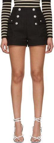 Button-Embellished Shorts, Black