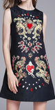 Black Embellished Jacquard Mini Dress