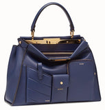 Peekaboo Regular Pocket Blue Leather Bag