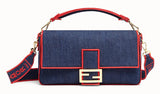 Baguette Large Blue Denim Bag - Fluorescent Yellow, Neon Orange, Red