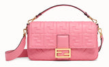 Baguette Large Leather Bag - Pink, White, Black