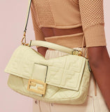 Baguette Large Leather Bag - Pale Yellow, Pale Blue, Purple | DESIGNER INSPIRED FASHIONS
