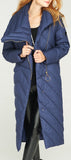 Side-Zip Long Puffer Coat, Blue