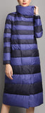 Stripe Puffer Down Coat, Purple & Blue