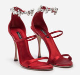 Satin Sandals with Embroidery | DESIGNER INSPIRED FASHIONS