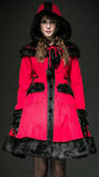 Contrast Fur-Trimmed Red Riding Hood Coat