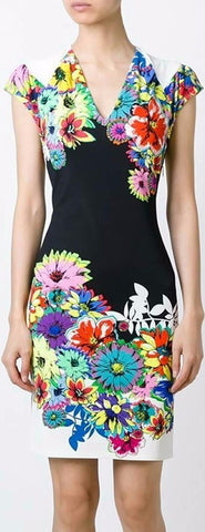 Flower Print Fitted Dress