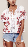 'Isabella' Floral Embroidered Lace Panel Top - DESIGNER INSPIRED FASHIONS
