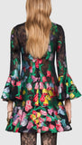 Floral Organdy Jacquard and Lace Dress
