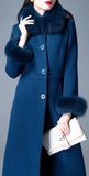 Single-Breasted Fur-Trim Wool Coat