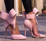 Suede Ribbon Bow Pumps - ( Variety of Colors to choose from ) - DESIGNER INSPIRED FASHIONS