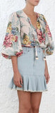'Kali' Hibiscus Tie Blouse