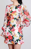 Mixed Floral Print Mini Dress