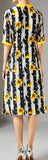 Floral Stripe Printed Silk Dress