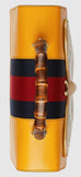 Leather Top Handle Bag with Moth, Yellow