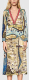 'Carte De Tendre' Map Printed Sequin Embellished Midi Dress - DESIGNER INSPIRED FASHIONS