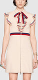 'Sylvie Web' Ruffle Zip-Front Dress, White - DESIGNER INSPIRED FASHIONS