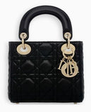 Mini "Lady Dior" Bag with Chain in Black Cannage Leather