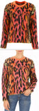 Animal-Print Oversized Neon Mohair Pullover Sweater