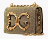 Crossbody Lurex Metallic Shoulder Bag with Chain Strap -Silver or Gold