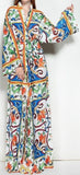Majolica Print Multicolored Robe-Dress