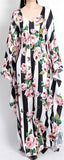 Rose & Stripe Print Kaftan Maxi Dress