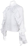 Ruffle Trim Long Sleeves Shirt, White