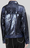 Faux-Leather Sequin Jacket, Black or Blue